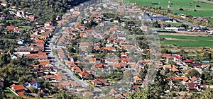 Panoramic view of Deva city, Romania.