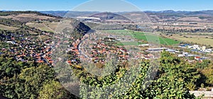 Panoramic view of Deva city, Romania.