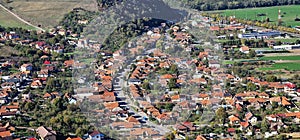 Panoramic view of Deva city, Romania.