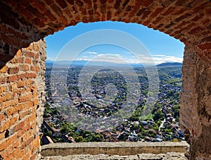 Panoramic view of Deva city, Romania.