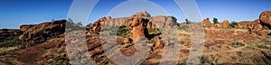 Panoramic view on the devil`s marbles at sundown, Northern Territory of Australia