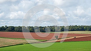 Panoramic view of Devon farmland at the end of the growing season
