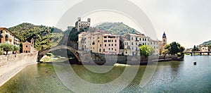Panoramic view of Dolceacqua, Italy.