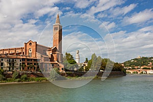 Panoramic view of Dominican church of Sant'Anastasia in Verona