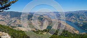 Panoramic view of the Douro river valley from the viewpoint of Sao Leonardo de Galafura. Portugal