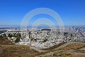 Panoramic view of downtown San Francisco from Twin Peaks, USA