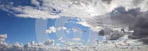 Panoramic view of dramatic windswept clouds