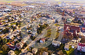 Panoramic view from the drone on the city Sroda Wielkopolska.