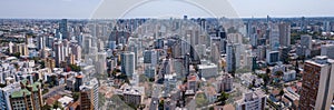 Panoramic view of a drone with several buildings in the central region of Curitiba, capital of the state of ParanÃ¡