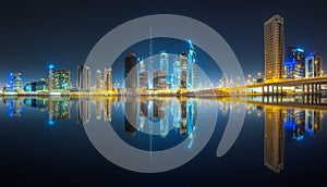 Panoramic view of Dubai Business bay, UAE