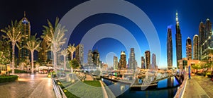 Panoramic view of Dubai Marina bay, Dubai, UAE