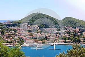 Panoramic view of Dubrovnik with the harbor, Croatia, Europe