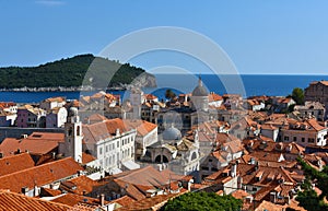 Panoramic view Dubrovnik and  the island  of Lokrum