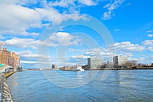 Panoramic view on East River in Ney York City, USA.