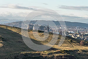 Panoramic view of Edinburgh, From Arthurs Seat. Holyrood, Edinburgh