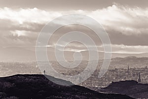 Panoramic view of Edinburgh, From Arthurs Seat. Holyrood, Edinburgh