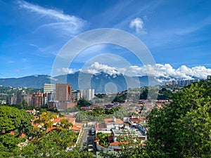 Panoramic view of El Avila and Caracas city in a sunny and beautiful day