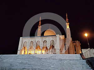 Panoramic view of the Emir Abdelkader Mosque at night