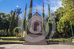Panoramic view of the Emperor Maximilian Memorial Chapel located on the Hill of Bells (Cerro de Las Campanas) in Santiago de Quer photo