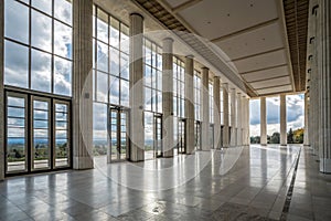 Panoramic view of an empty modern hall photo