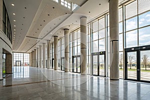 Panoramic view of an empty modern hall photo