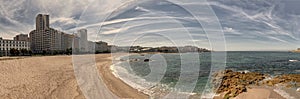 Panoramic view of Riazor beach in La Coruna, Spain. photo