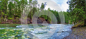 Panoramic view of the Englishman River Falls in Vancouver Island