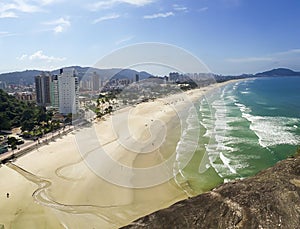 panoramic view of Enseada beach in Guaruja, Sao Paulo