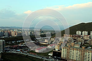 The panoramic view of the entire city of Ulaanbaatar in mongolia