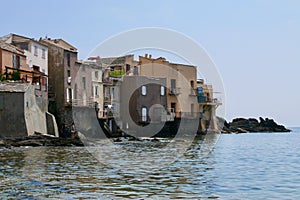 Panoramic view of Erbalunga, charming seaside village in Cap Corse, Corsica, France.