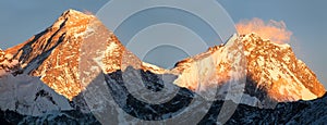 Panoramic view of Everest and Lhotse from Gokyo valley