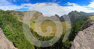 Panoramic view of extinct vulcanic crater on island of Santo Antao, Cape Verde