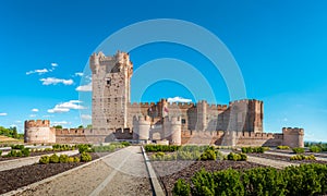 Panoramic view of the famous castle Castillo de la Mota in Medina del Campo, Valladolid, Spain.