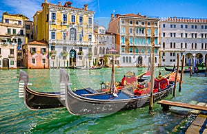 Panoramic view of famous Grand Canal in Venice, Italy