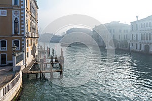 Panoramic view of famous Grand Canal in the winter in Venice, Italy