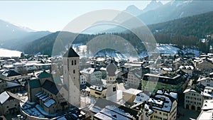 Panoramic view of famous Hallstatt lakeside town