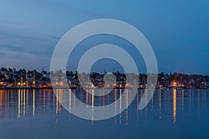 Panoramic view of the famous harbor front of Lunenburg during Ta