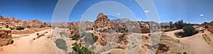 Panoramic view of famous Napoleon Hat in the Tafrout valley in the Anti-Atlas mountains photo