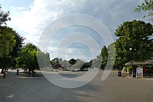 Panoramic view of the famous park of the city called Spianada in Corfu