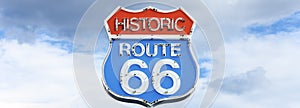 Panoramic view of famous route 66 sign