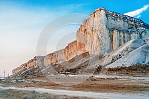 Panoramic view of the famous White rock in Crimea, beautiful landscape for postcards