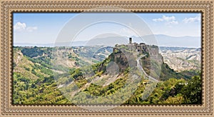 Panoramic view of the famouse medieval citadel of Civita town with the elevated walkway