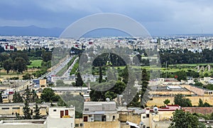 Panoramic view of Fez Fes center, Morocco