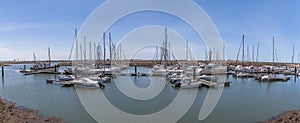 Panoramic view of the Figueira da Foz Marina, Mondego river in the background