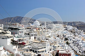 Panoramic view of Fira. Santorini Island, the Cyclades, Greece.