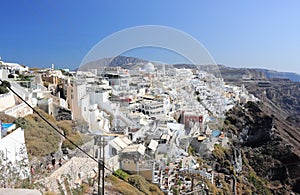 Panoramic view of Fira. Santorini Island, the Cyclades, Greece.