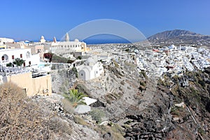 Panoramic view of Fira. Santorini Island, the Cyclades, Greece.