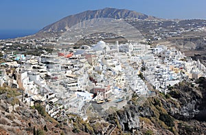 Panoramic view of Fira. Santorini Island, the Cyclades, Greece.