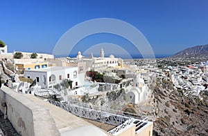 Panoramic view of Fira. Santorini Island, the Cyclades, Greece.