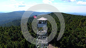 Panoramic view of Fire Tower at Catskills mountains in upstate New York area from above